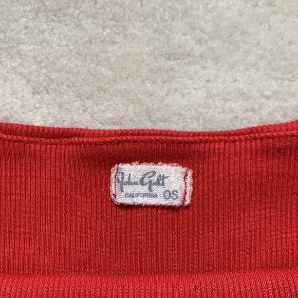 John Galt red ribbed tube cropped top - Picture 4 of 4